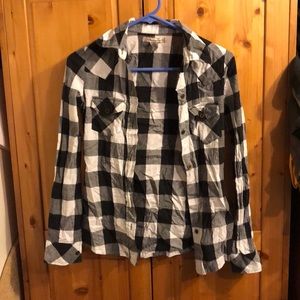 American rags black white plaid flannel size xs